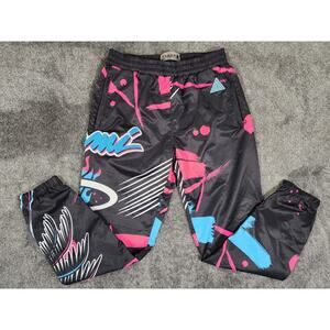 Pro Standard Miami Heat Track Pants Black Pink Teal Retro Graphic NBA Joggers M